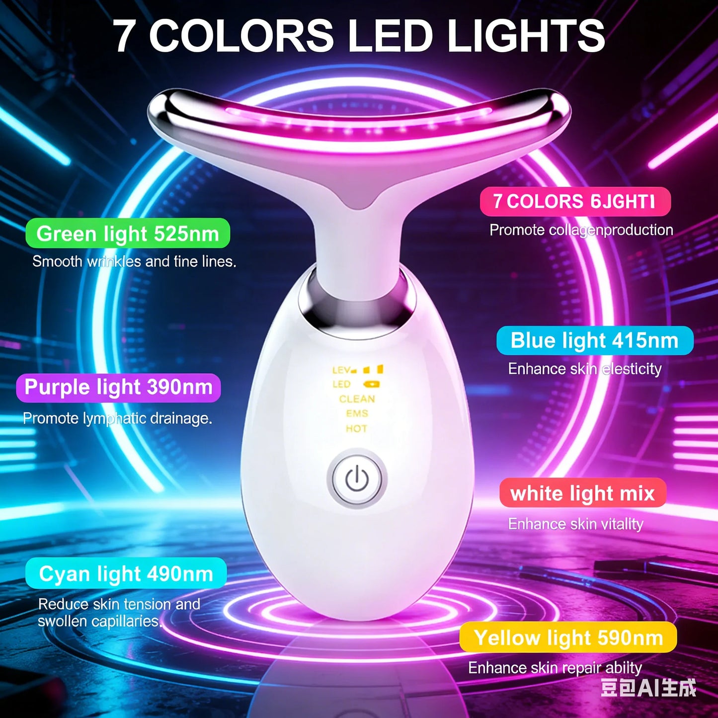3-in-1 LED Neck & Face Massager | EMS Microcurrent Lifting Device