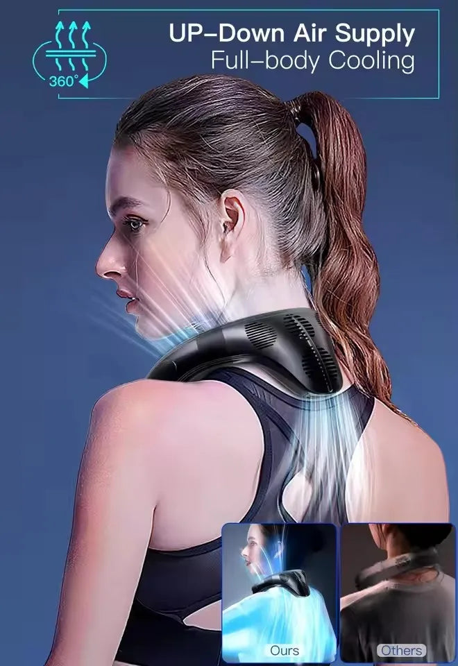 720° Cooling Neck Fan | Bladeless Semiconductor Wearable Air Cooler