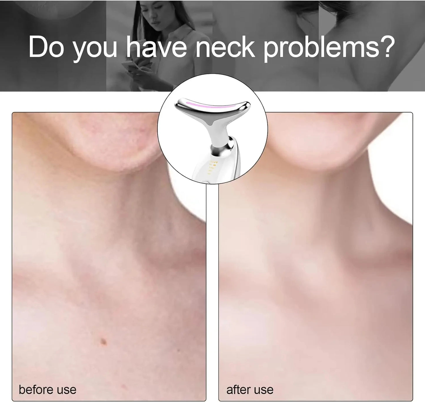 3-in-1 LED Neck & Face Massager | EMS Microcurrent Lifting Device