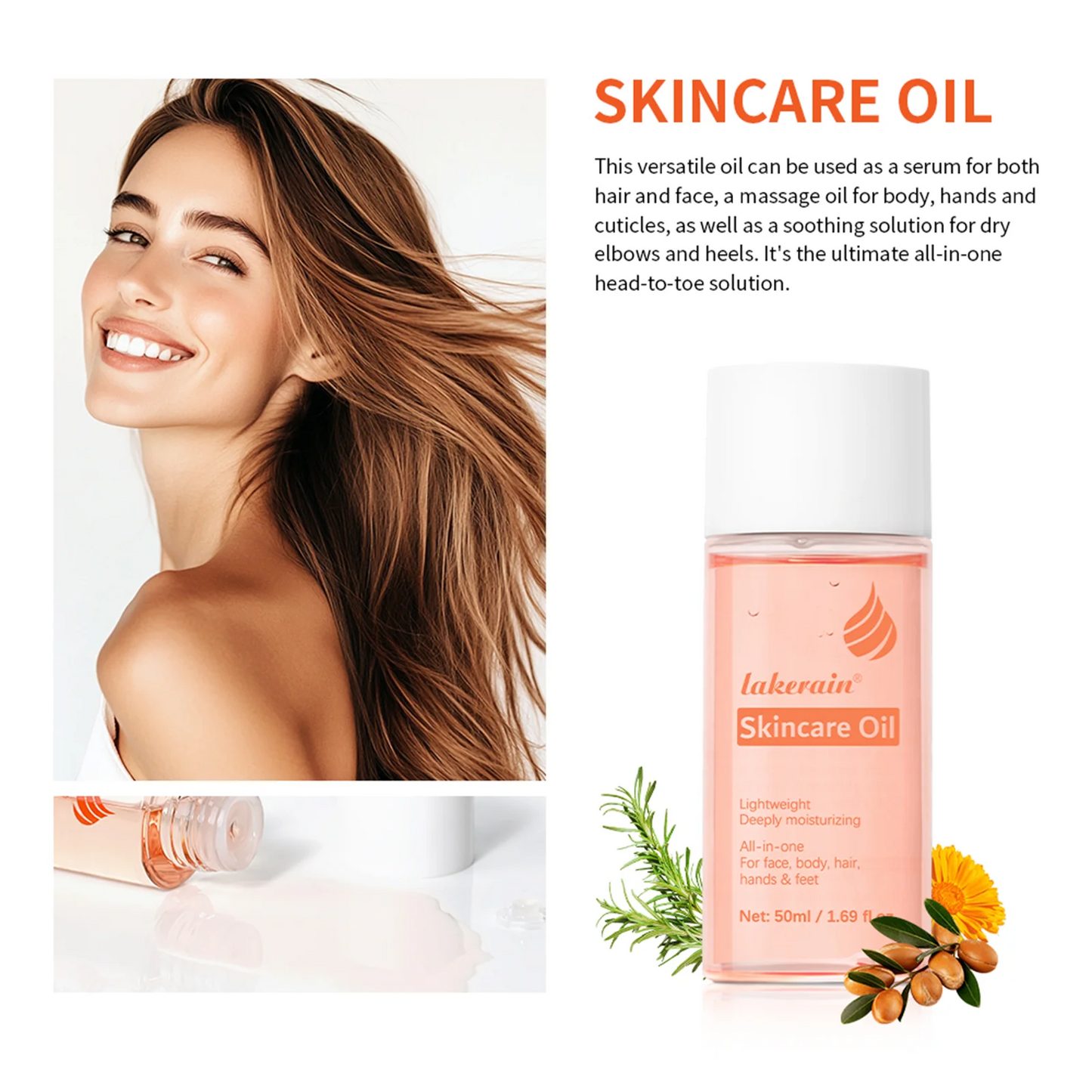 Bio Skincare Body Oil Face Body Moisturizer Vitamin A Vitamin E Exfoliate skin Improve Hair Health Fade Scars Exfoliate skin car