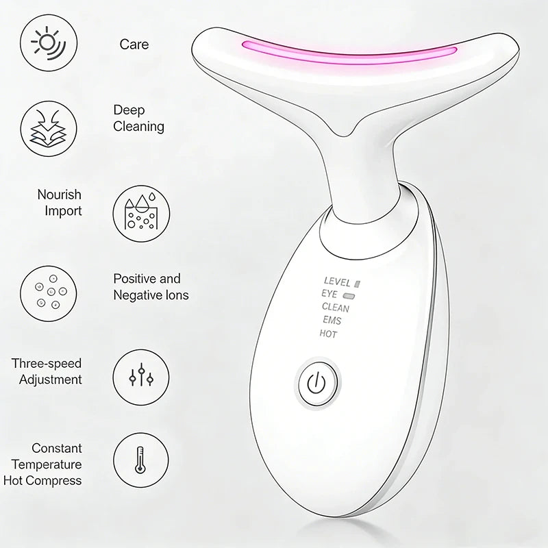 3-in-1 LED Neck & Face Massager | EMS Microcurrent Lifting Device