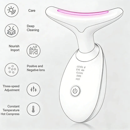 3-in-1 LED Neck & Face Massager | EMS Microcurrent Lifting Device