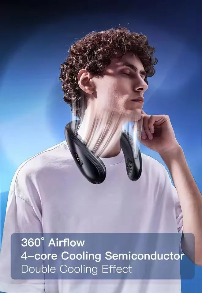 720° Cooling Neck Fan | Bladeless Semiconductor Wearable Air Cooler